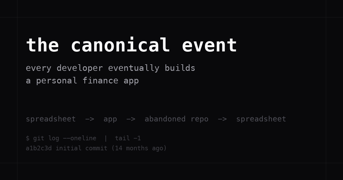 The Canonical Event: Every Developer Eventually Builds a Personal Finance App