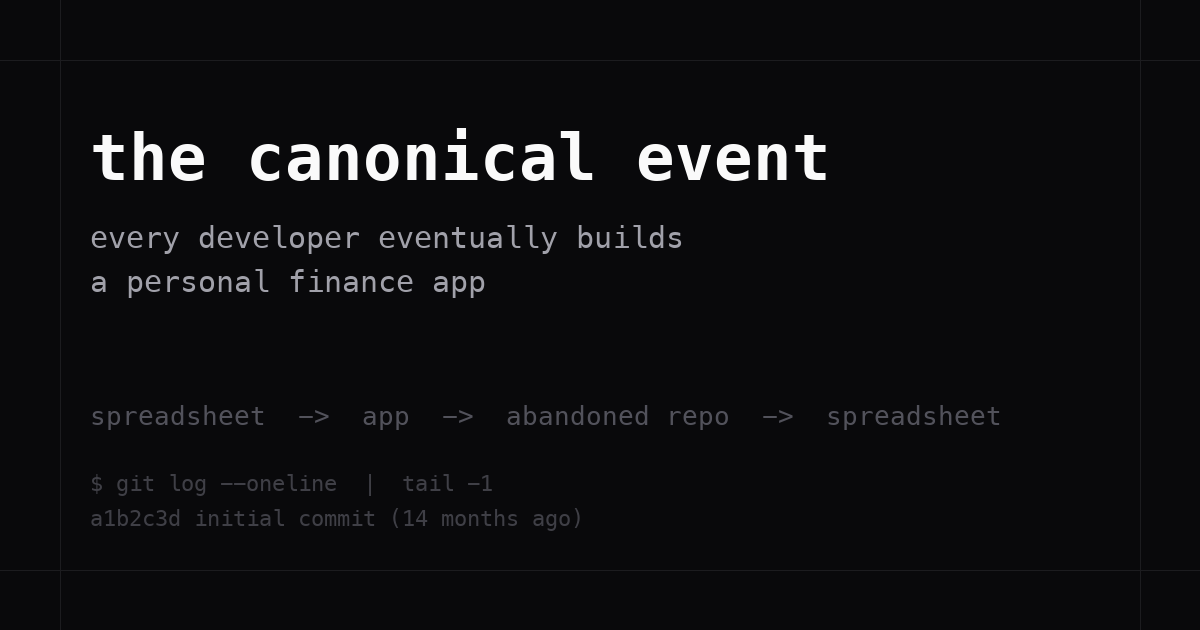 The Canonical Event: Every Developer Eventually Builds a Personal Finance App